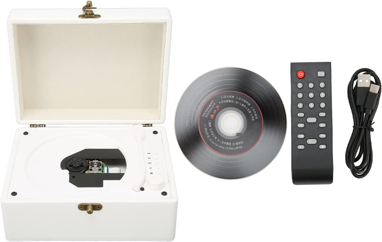 Vintage Retro CD Player Kinder mit Bluetooth, Fernbedienung Wiederaufladbarer weiß