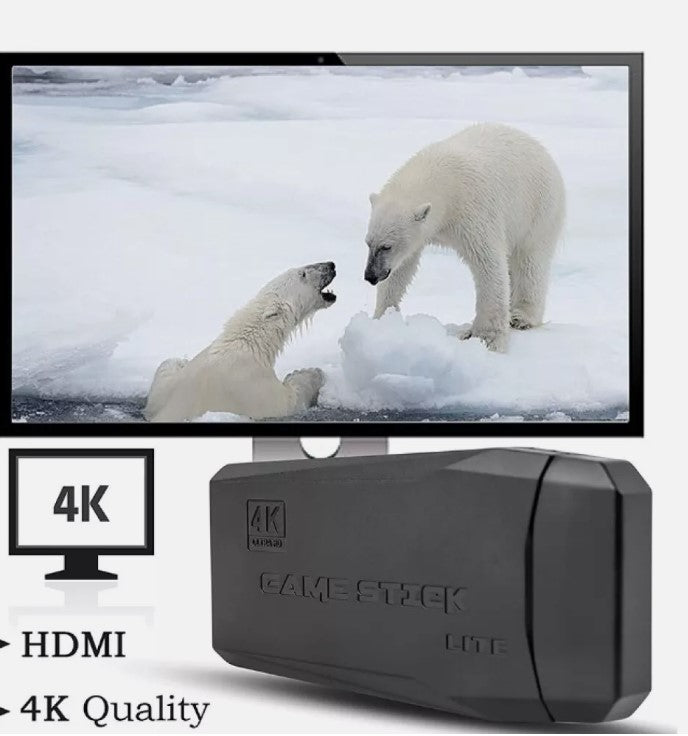 Retro-Videospielkonsole 4K HD TV Game Stick + 2 Wireless Controller