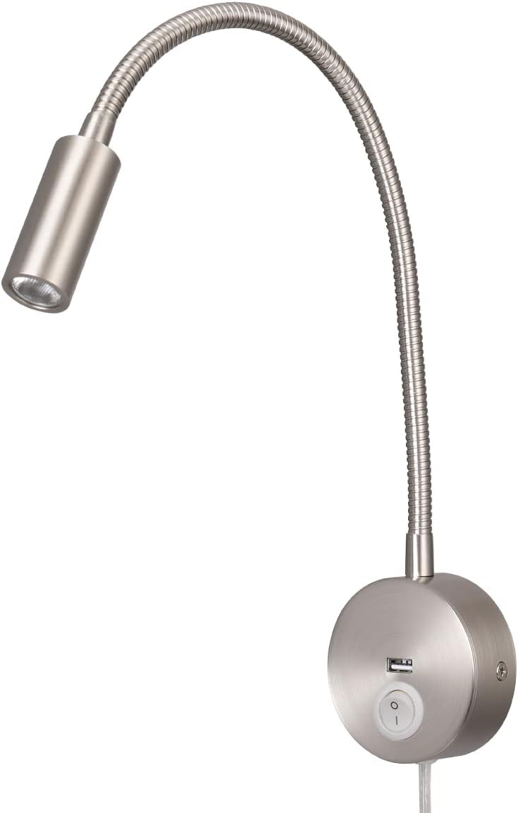 Ritona Wandleselampe Ladegerät USB-Ladeanschluss Touch-Schalter LED 3W 3000K