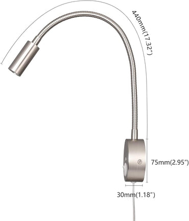 Ritona Wandleselampe Ladegerät USB-Ladeanschluss Touch-Schalter LED 3W 3000K