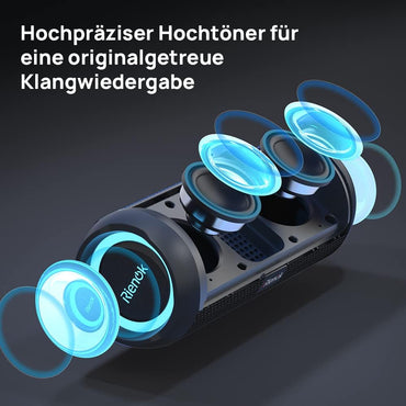 RIENOK Bluetooth Lautsprecher 30W mit Licht Bluetooth 5.3 Musikbox Bass IPX7 wasserdicht