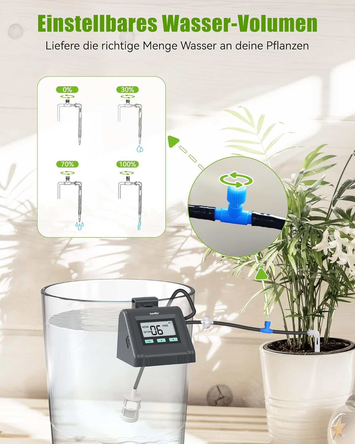 RAINPOINT Automatisches Bewässerungssystem, Einstellbare Wassermenge, Automatische Bewässerung