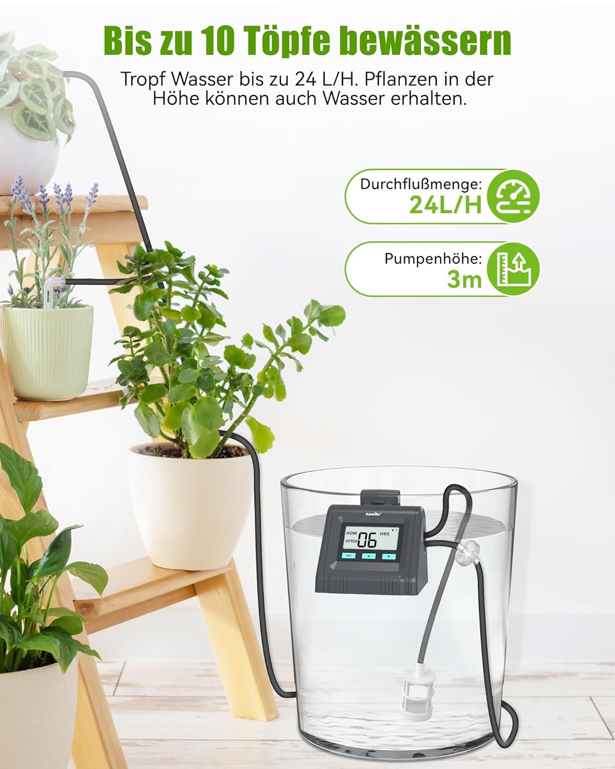 RAINPOINT Automatisches Bewässerungssystem, Einstellbare Wassermenge, Automatische Bewässerung