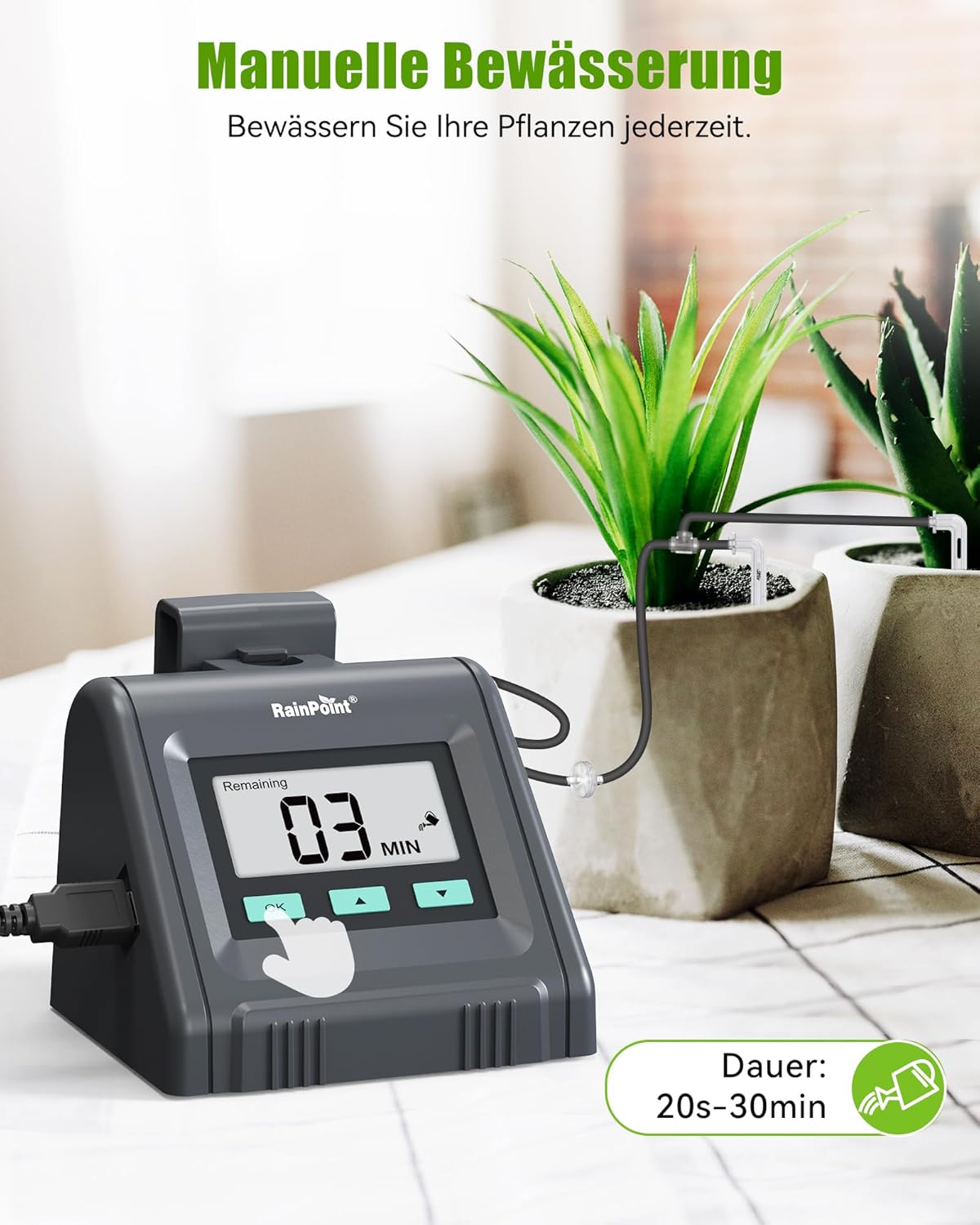 RAINPOINT Automatisches Bewässerungssystem, Einstellbare Wassermenge, Automatische Bewässerung