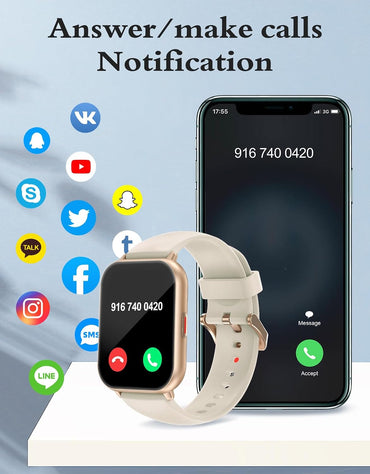 RUIMEN Smart Watch Unisex 1,8 Zoll für iOS/Android Fitness Tracker (2 Bänder im)