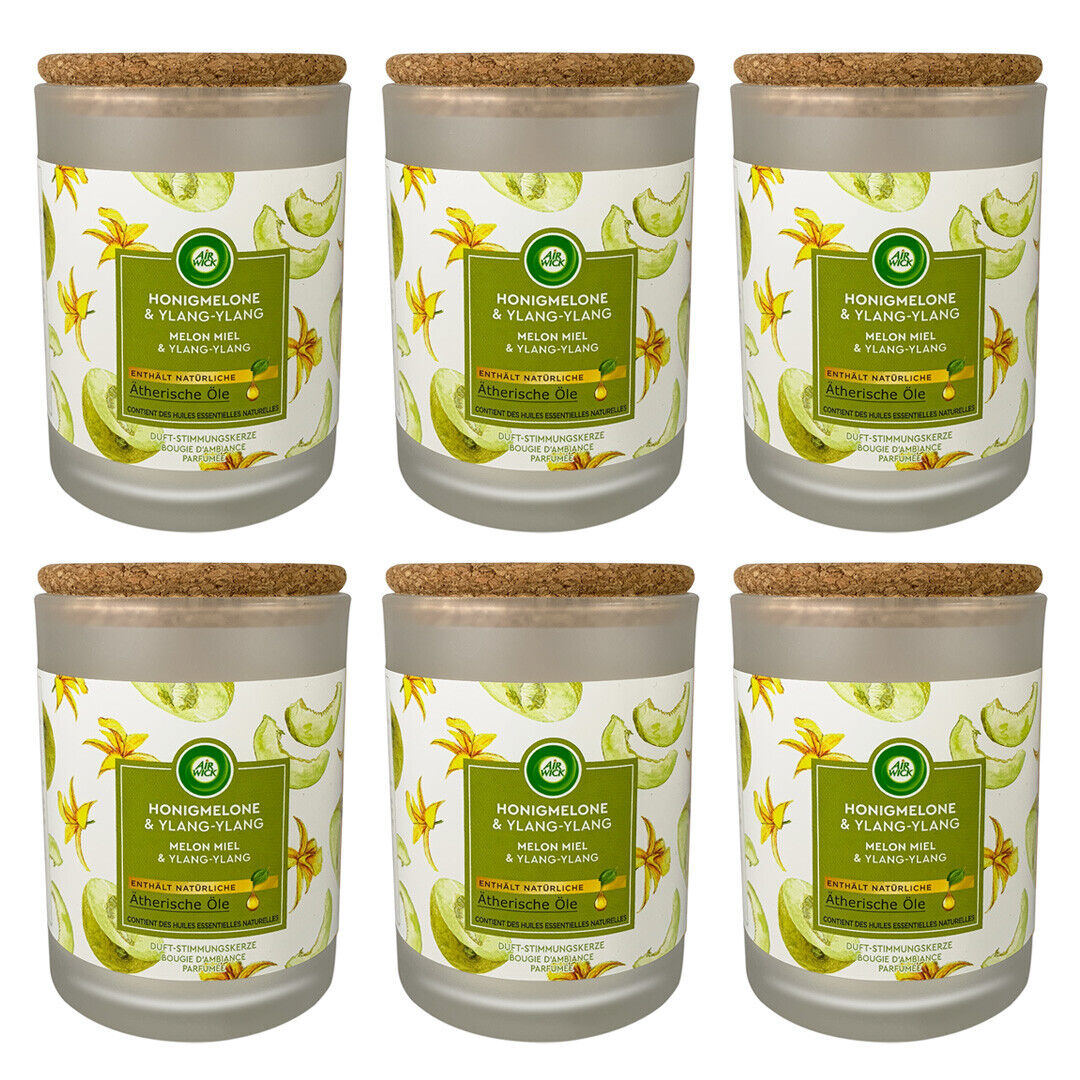 6x Air Wick Duft-Stimmungskerze Honigmelone & Ylang-Ylang (6x185g)