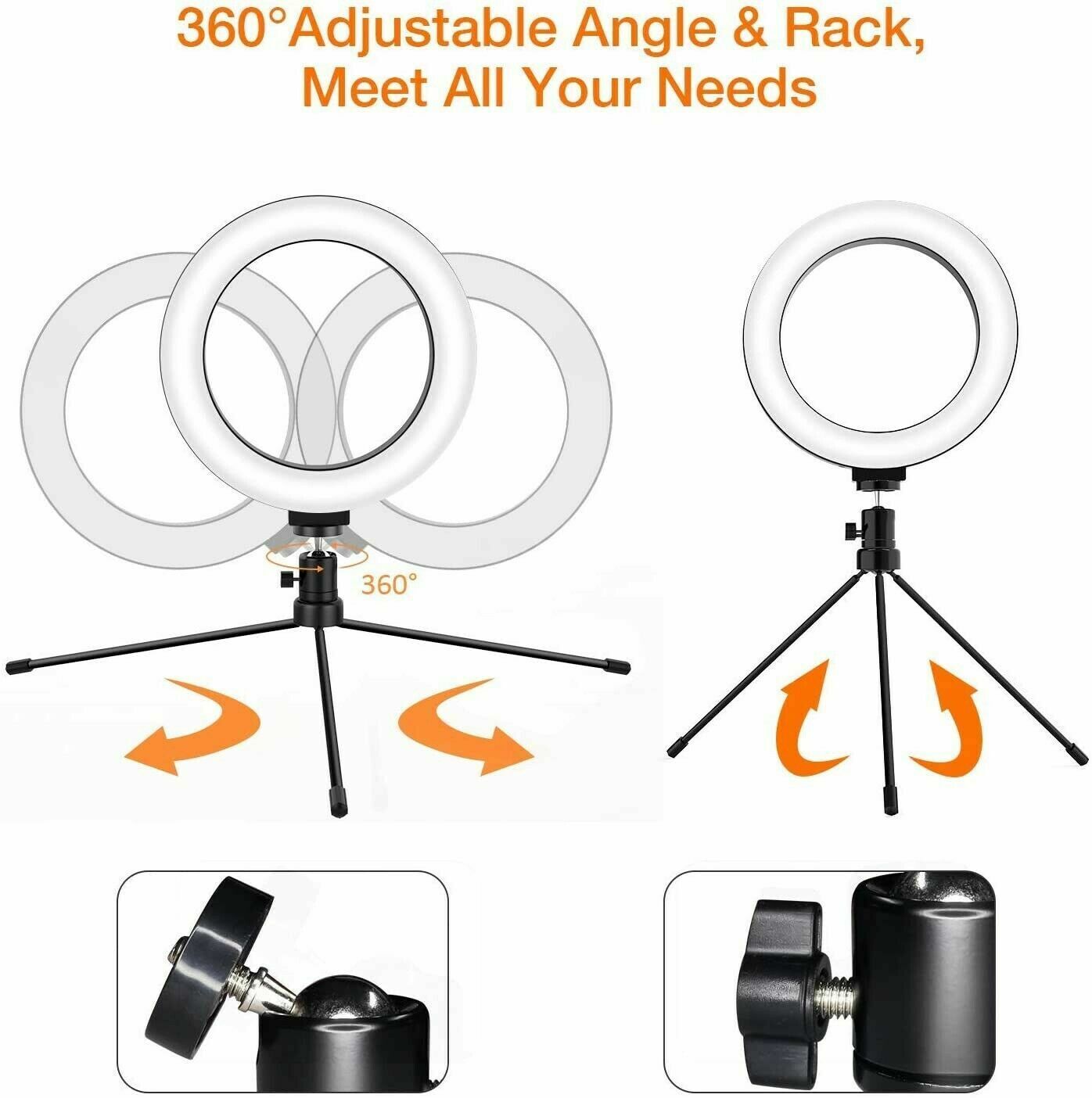 Jeemak PC46 6"" Selfie Make-up Ring Licht kommt mit Ständer und Handyhalter