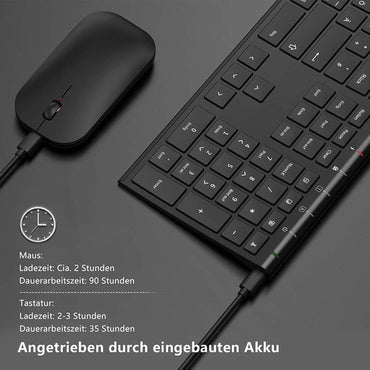Seenda Kabelloses Tastatur Maus Set, QWERTZ, 2.4G Funktastatur,Schwarz