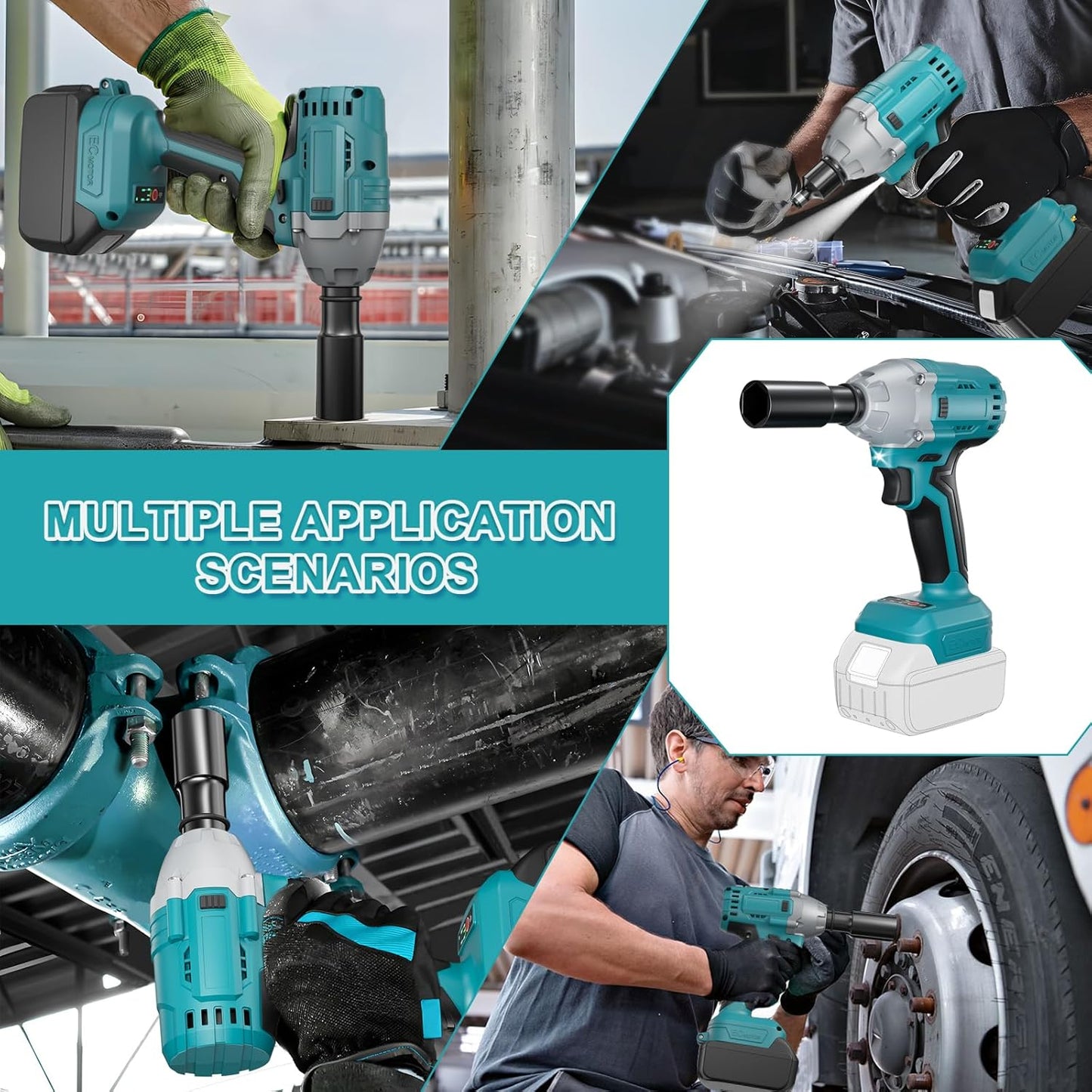 700Nm 3-in-1 Akku Schlagschrauber Kompatibel für Makita 18V Lithium-Akku (keine Batterie),