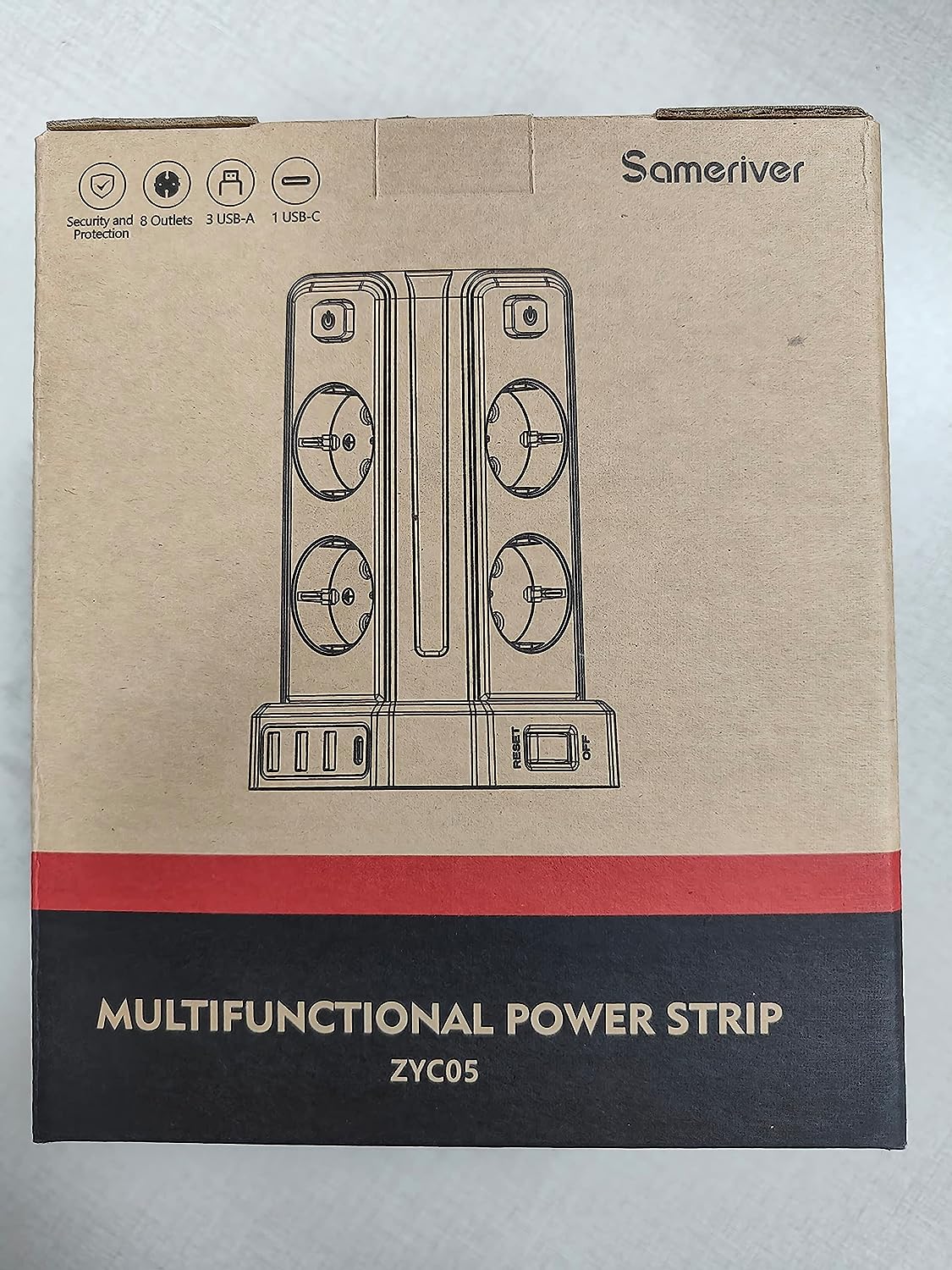 Sameriver 8 Fach Steckdosenleiste mit 3M Kabel, mit 3 USB A, 1 USB C 5 Schalter