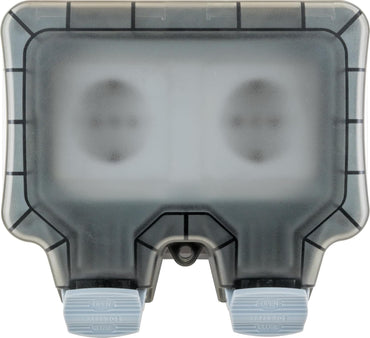 SCHWAIGER SOAD0200 Außensteckdose für Winkelstecker 2-fach, Schnappverschluss, UV-beständig