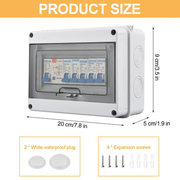 Sicherungskasten Aufputz IP65, Verteilerdose Wasserdicht, 5 Wege Leistungsschalter 63A