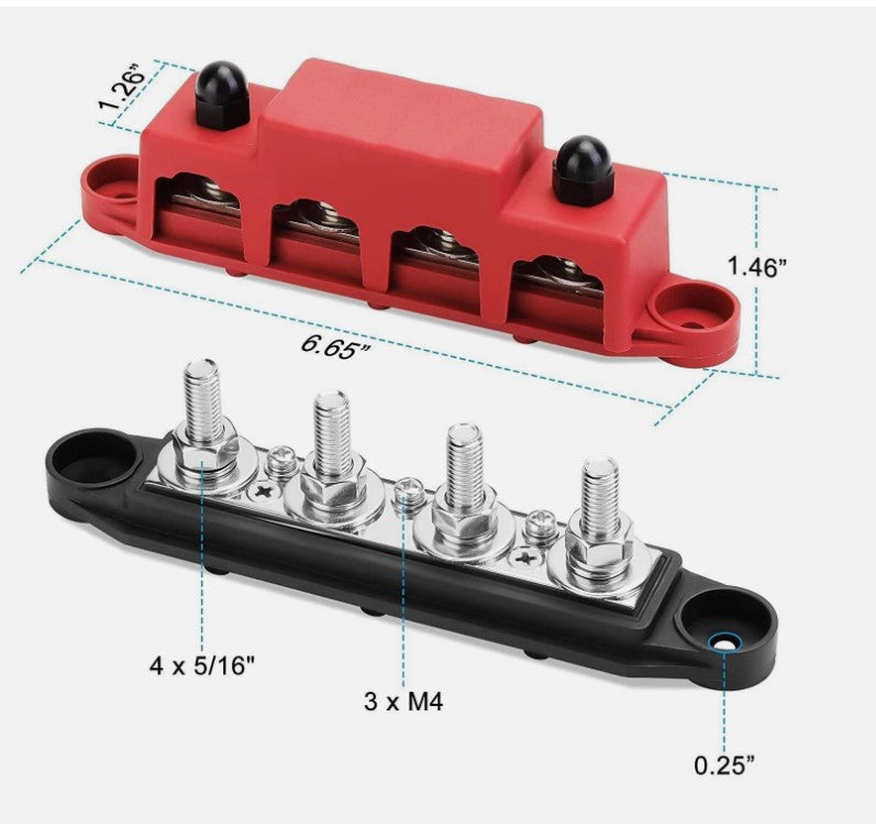 12V-48V DC Sammelschienen Verteilerblock 250A BusBar Box Stromverteilungsblock