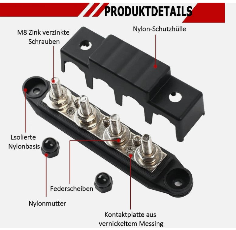 12V-48V DC Sammelschienen Verteilerblock 250A BusBar Box Stromverteilungsblock