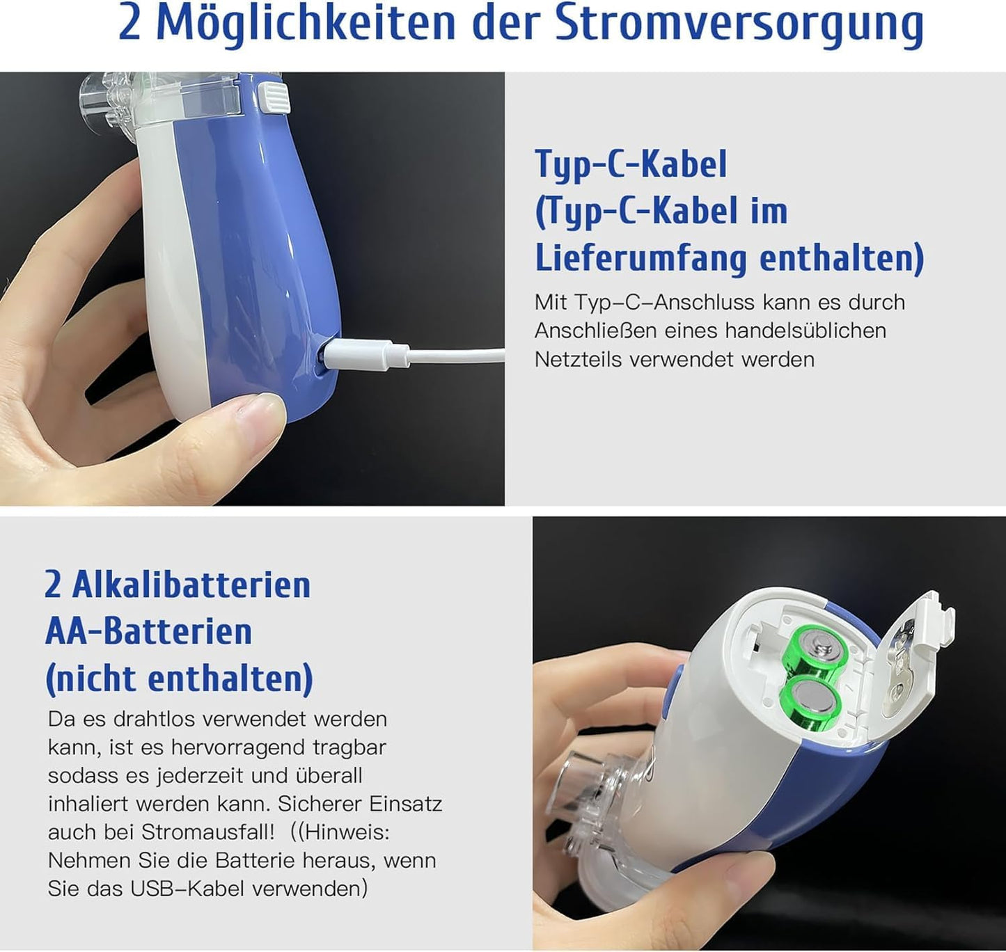 Sentasi Inhaliergeräte mit 2 Masken und 1 Mundstück Ultraleise,3 Einstellbare Sprühbilder (Blau)