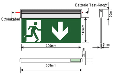 SENSO EXIT AL LED Sensorit Notbeleuchtung Aluminium/silber Fluchtweg Notausgang ISO