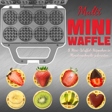 SugarWhisk Mini-Waffelmaschine, Waffeleisen für Kinder, backt 8 x 5cm winzige Waffeln weiß