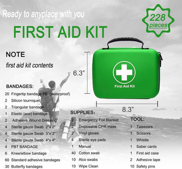 SHBC Kompaktes Erste-Hilfe-Set (228 Stück) für Familien Grün