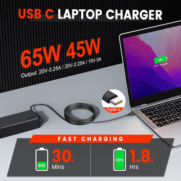 Sheivulo 65 W 45 W USB C Ladegerät für Lenovo ThinkPad Yoga HP Chromebook Netzteil für Dell Latitude