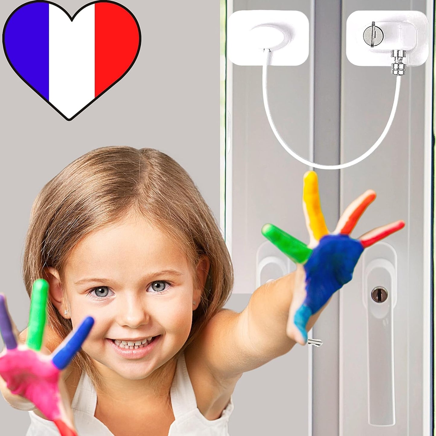 Fenêtre de sécurité pour enfants, 5 pièces, incl. Ebook, sans Bohren, Türblock, Schloss, Haus-Set aus PVC