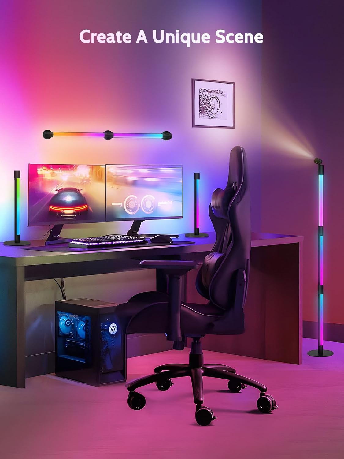 SIGRILL RGB Stehlampe DimmbarLED Lightbar Wallwasher mit Fernbedienung und APP