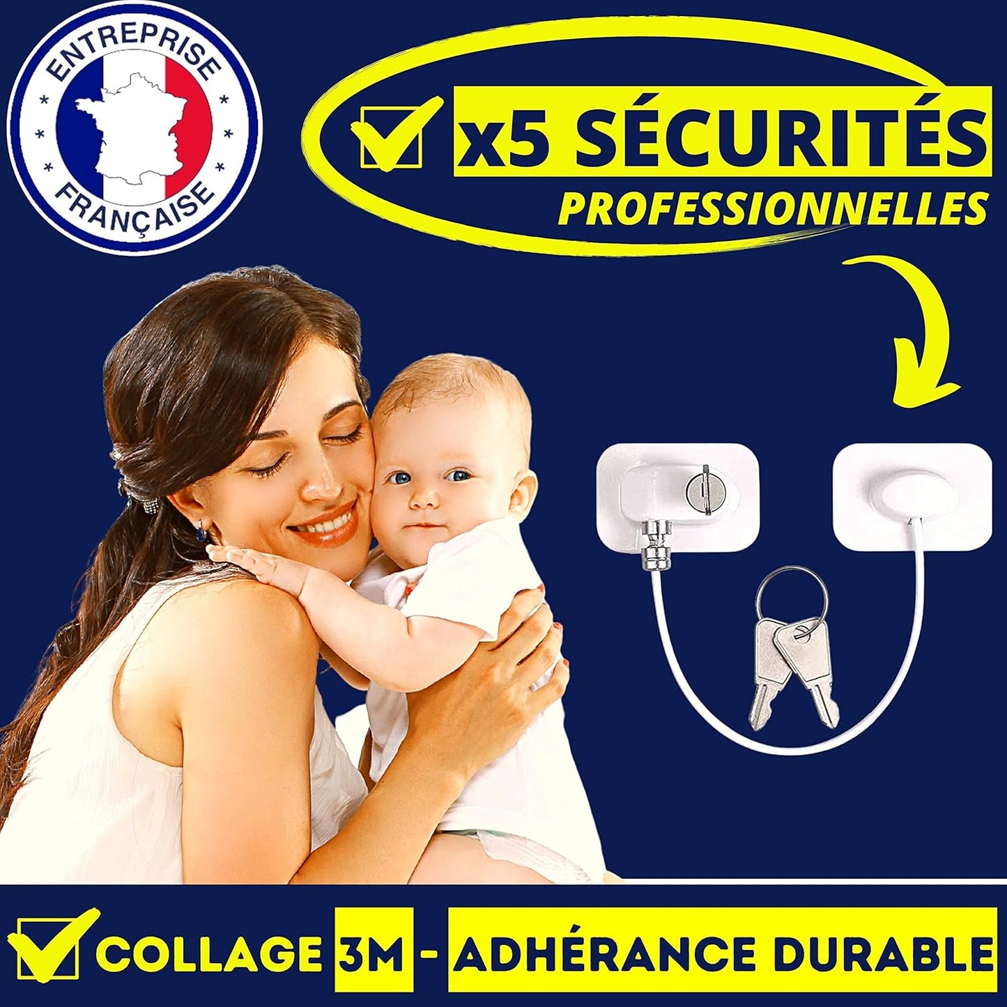 Fenêtre de sécurité pour enfants, 5 pièces, incl. Ebook, sans Bohren, Türblock, Schloss, Haus-Set aus PVC