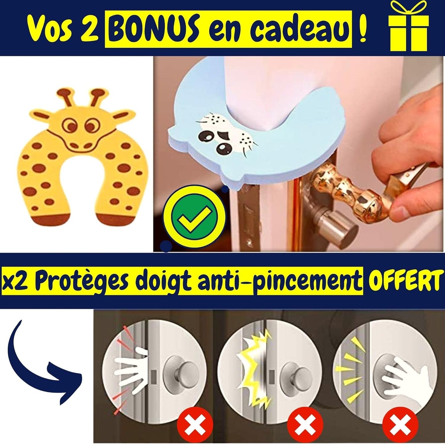 Fenêtre de sécurité pour enfants, 5 pièces, incl. Ebook, sans Bohren, Türblock, Schloss, Haus-Set aus PVC
