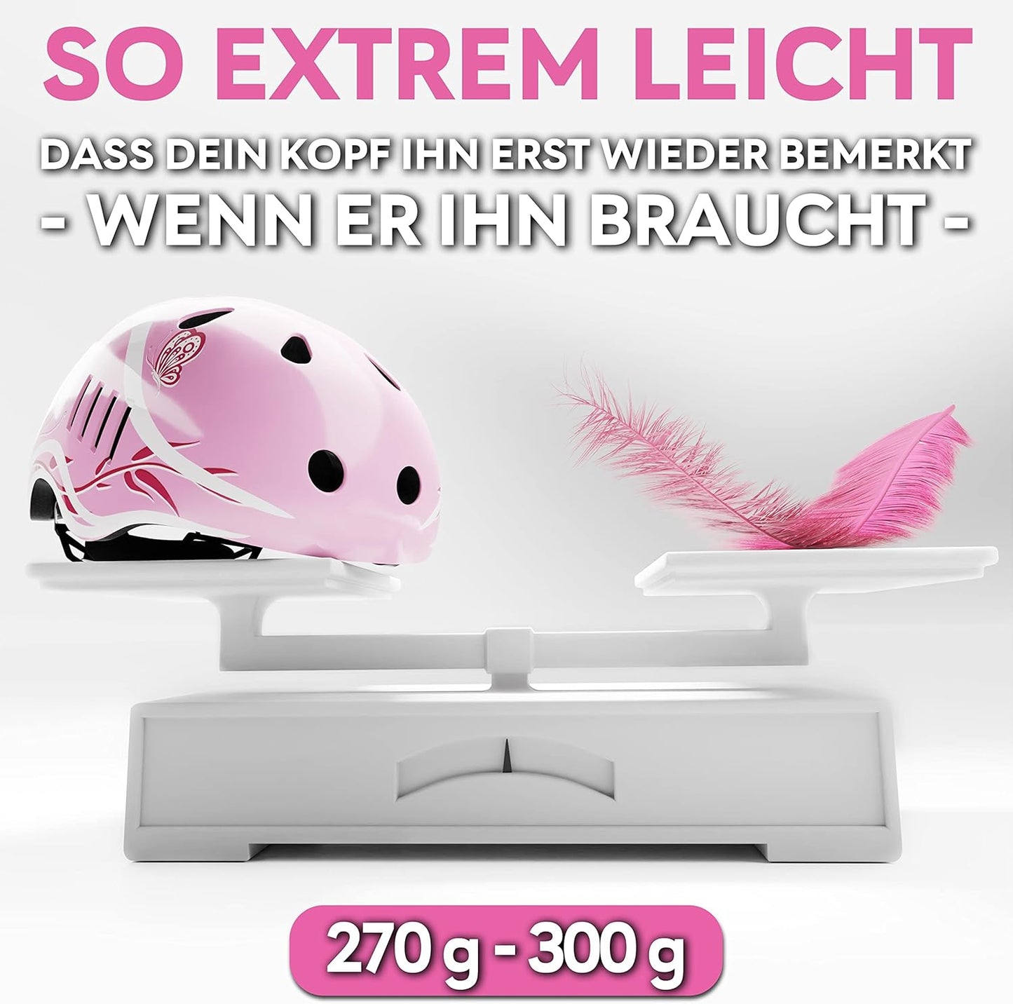 SKATEWIZ Casque de patinage pour enfants et jeunes - Extrêmement léger - FIDLOCK Magnetschnalle - Taille S - 49-53 cm; Rose