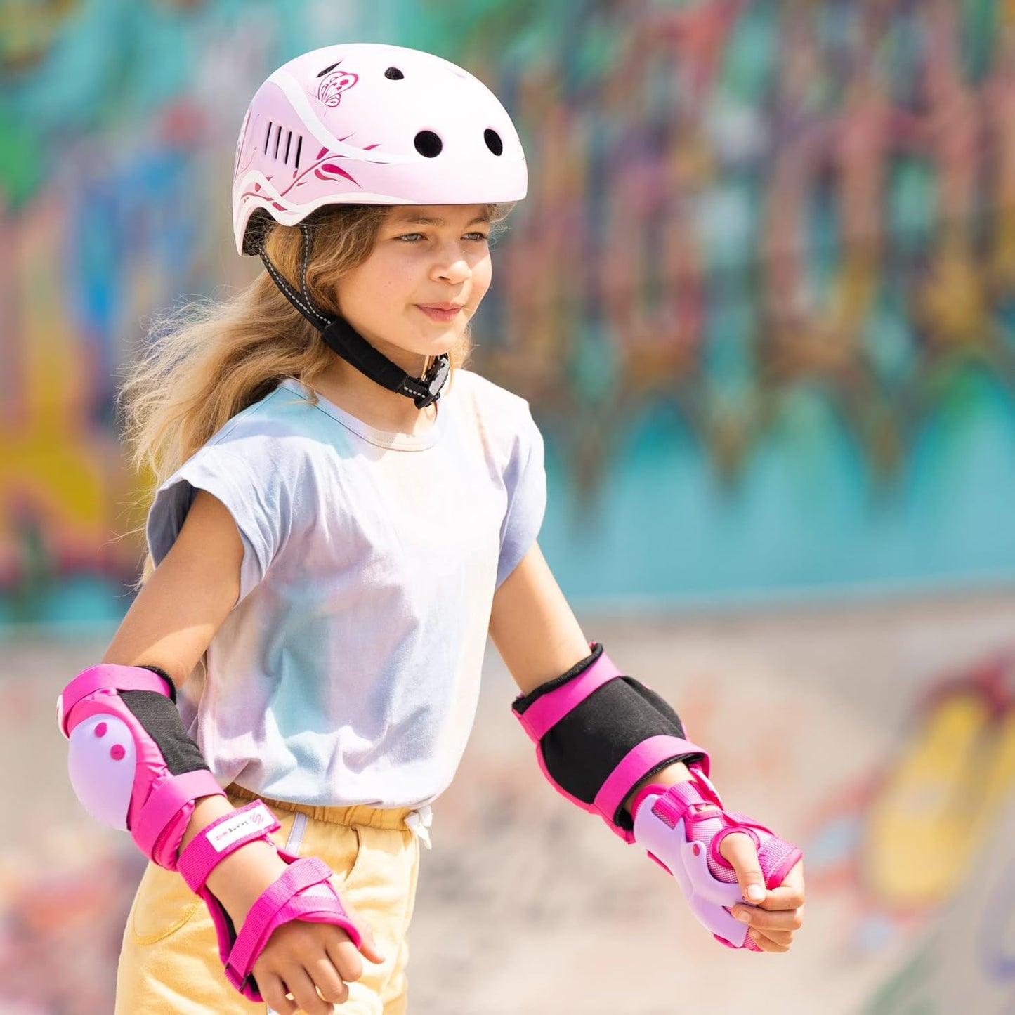 SKATEWIZ Casque de patinage pour enfants et jeunes - Extrêmement léger - FIDLOCK Magnetschnalle - Taille S - 49-53 cm; Rose
