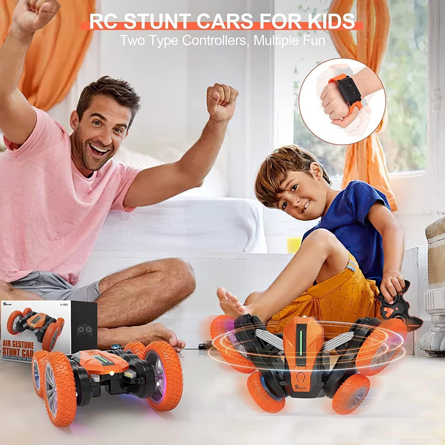 Selvim Stunt-Auto Ferngesteuertes mit Fernbedienung, 360°-Drehung, 2,4 GHz,
