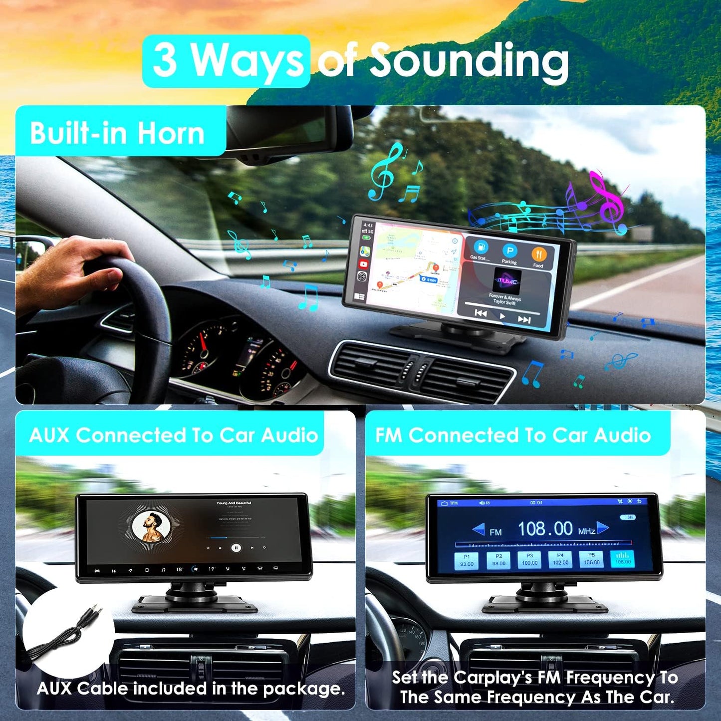 Syncarstereo Wireless Apple CarPlay&Android Auto 9,33 Zoll HD IPS Touchscreen GPS Navi