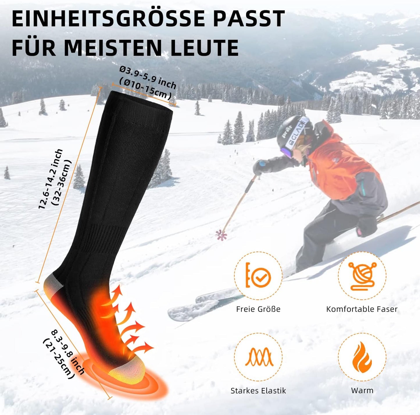 Beheizbare Socken Damen Herren 4000mAh Beheizte Socken,Elektrische Warme Socken