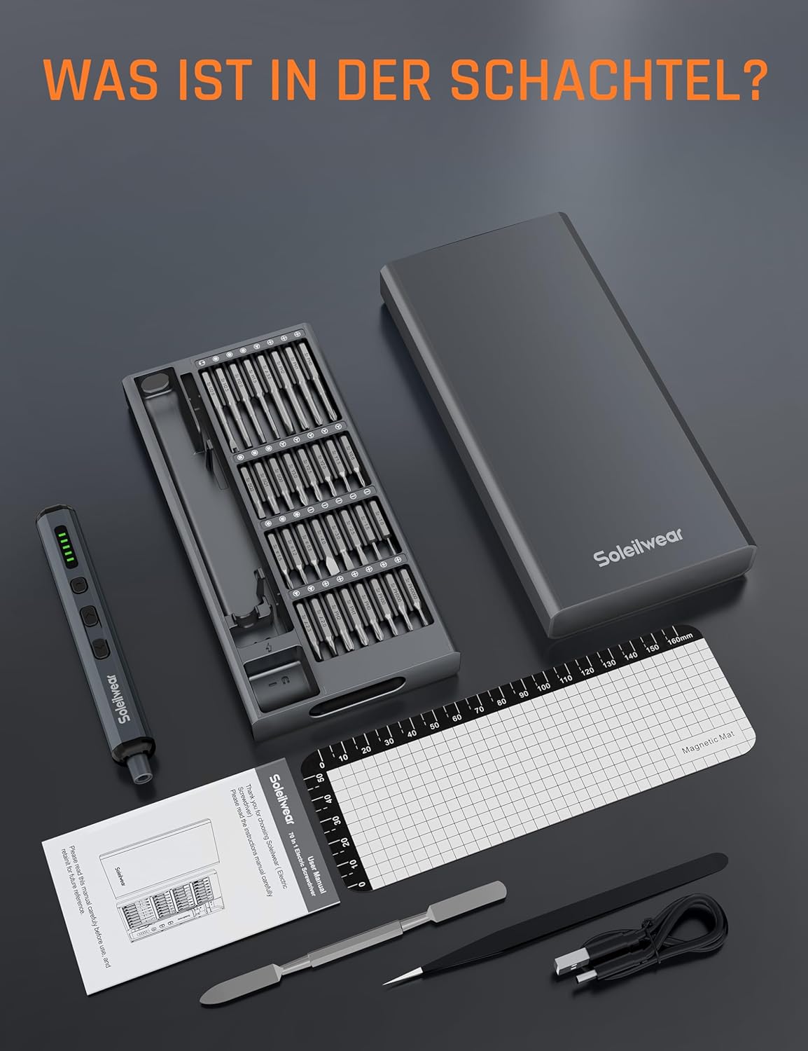 Mini Elektro Schraubendreher Set, 70 in 1 Akku mit 64 S2 Magnetische Stahlbits
