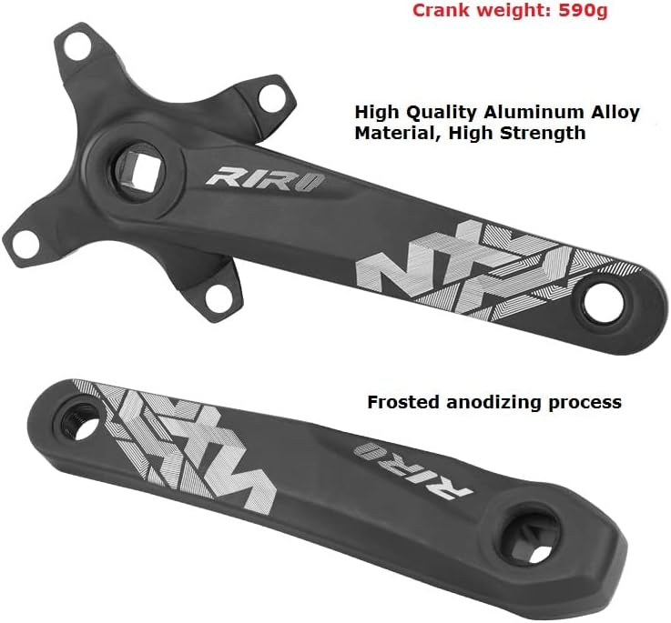 splumzer Mountainbike 170 mm Quadratische Kurbelgarnitur mit 104 BCD 32/34/36/38T Kettenblatt, Aluminiumlegierung MTB Kurbel Schmal Breit CNC Runde Kettenblattschrauben (Nur Kurbelgarnitur)