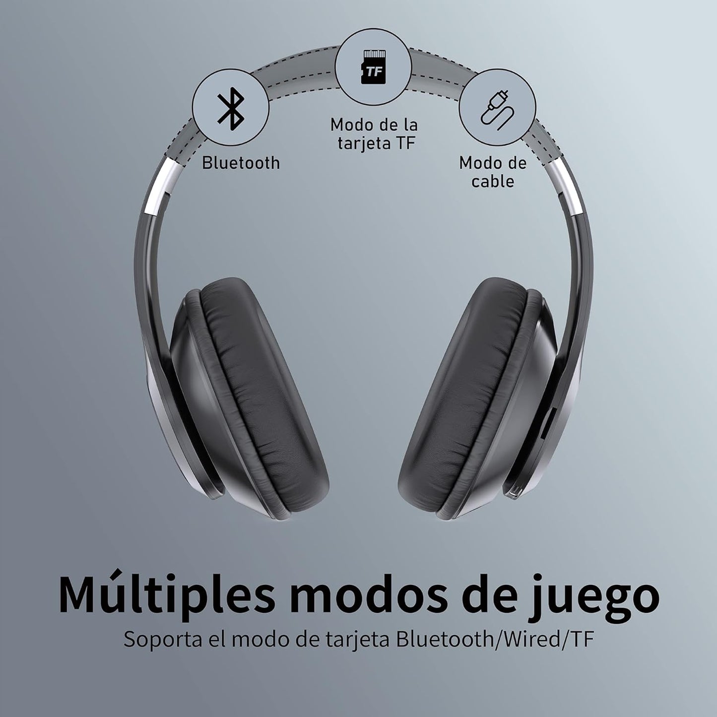 9S Bluetooth-Kopfhörer, kabellose,60 Stunden Laufzeit,6 EQ-Modi,faltbar,schwarz