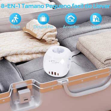 8-in-1 Steckdosenleiste, Mehrfachsteckdose mit USB, 4 Steckdosen, 2 USB A, 2 USB C,(Weiß)