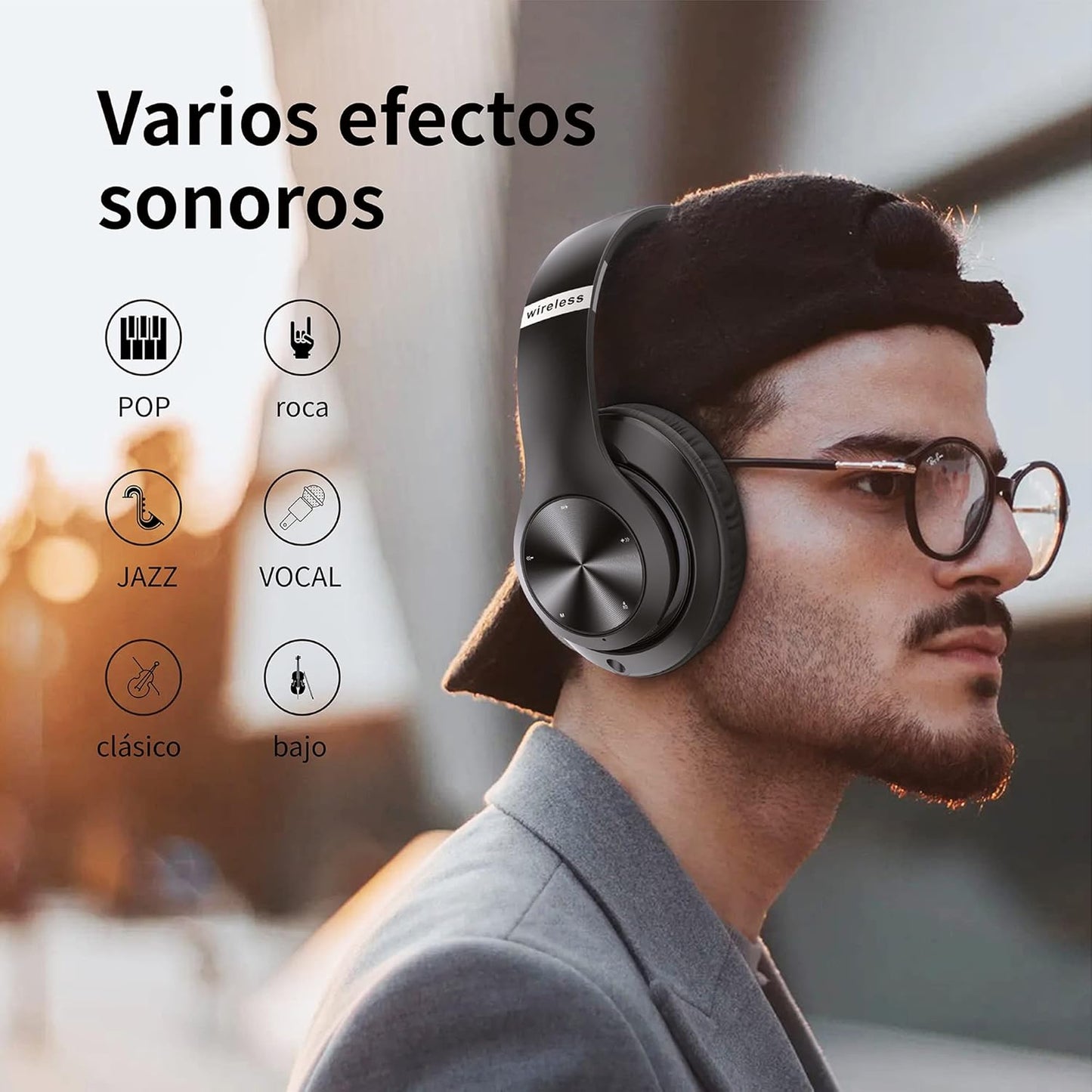 9S Bluetooth-Kopfhörer, kabellose,60 Stunden Laufzeit,6 EQ-Modi,faltbar,schwarz