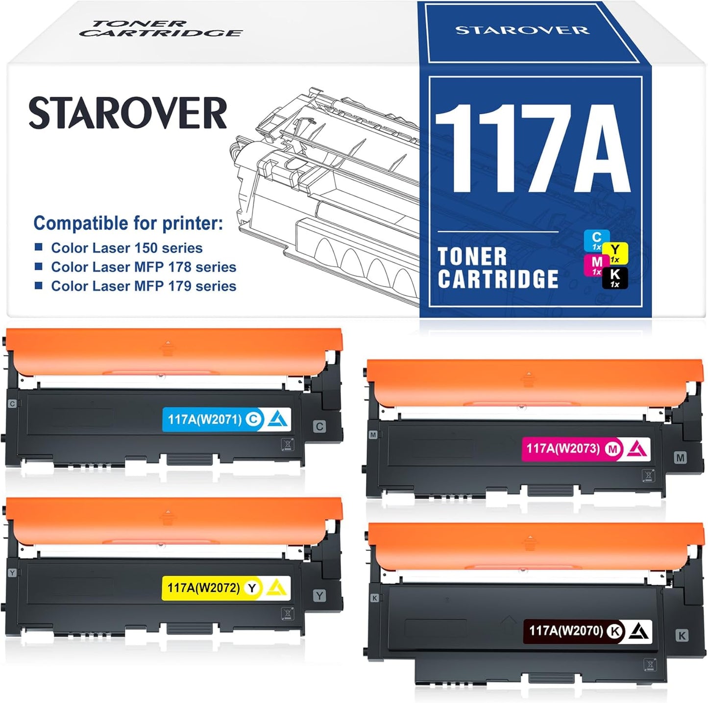 STAROVER 117A Toner kompatibel für HP 117A Toner-Set (Schwarz Cyan Gelb Magenta 4er-Pack)
