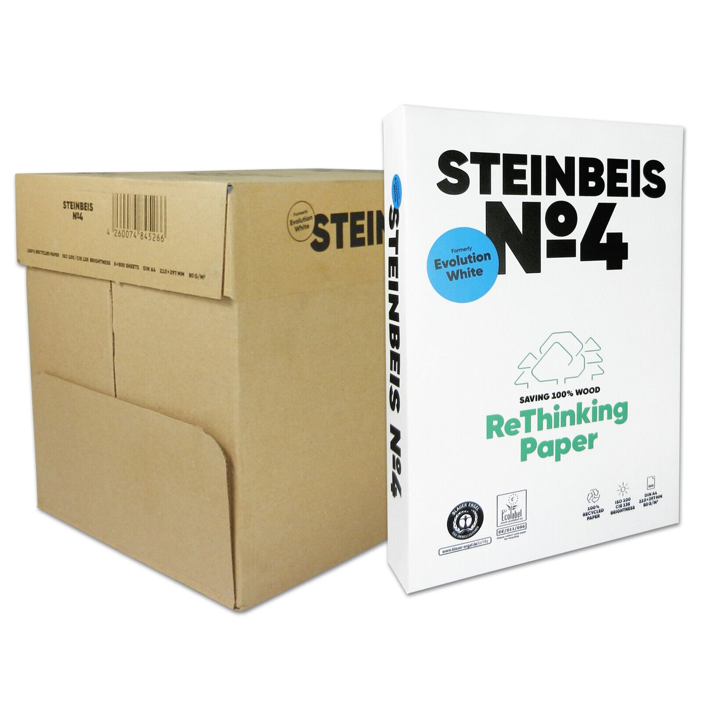 2500 X Steinbeis No 4 Recycling ISO 100 (Blauer Engel)Papier A4 80 g/m² 2.500 Blatt