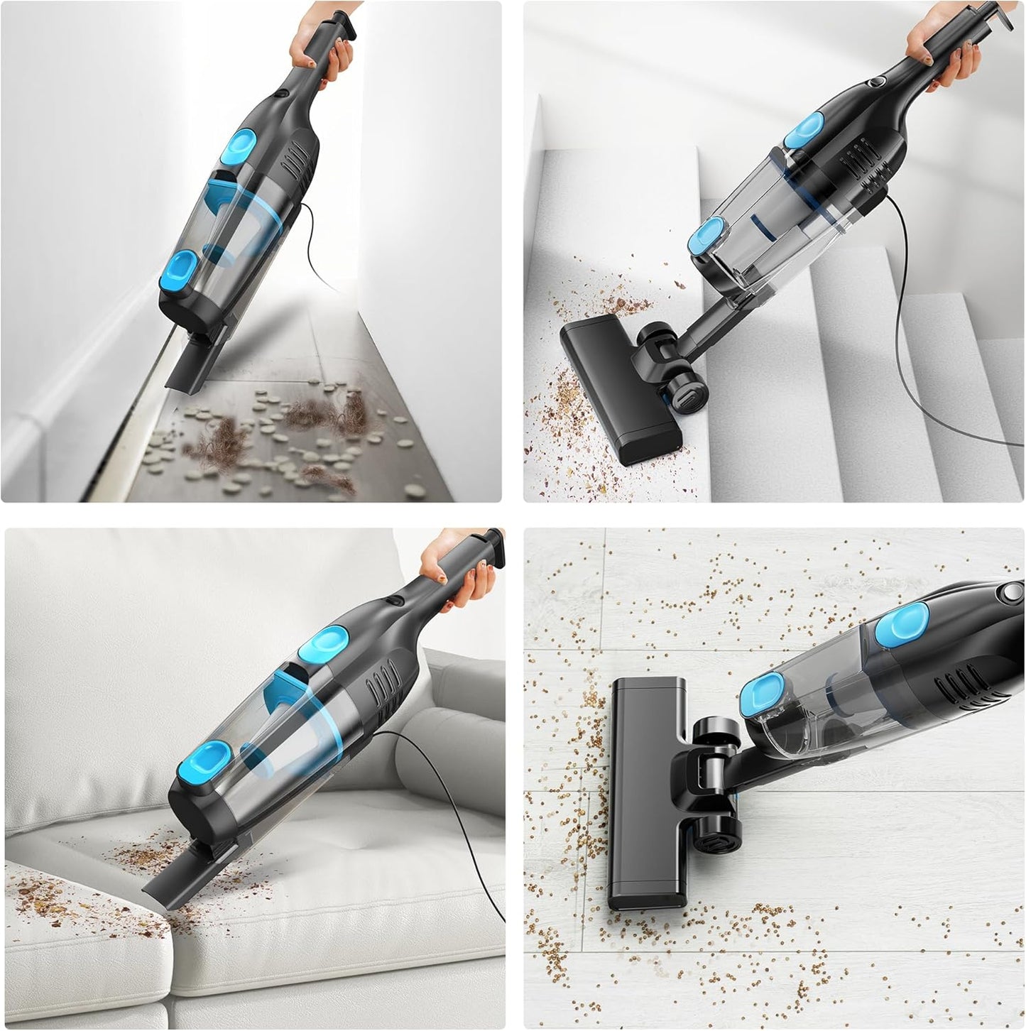 Staubsauger, Stielstaubsauger mit Kabel Handstaubsauger 20Kpa 600W, 3 in 1