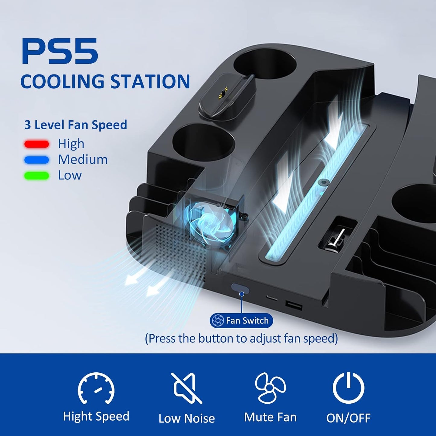 PS5 Ständer / PS5 Controller Ladestation, PS5 Zubehör für Playstation 5 Weiß