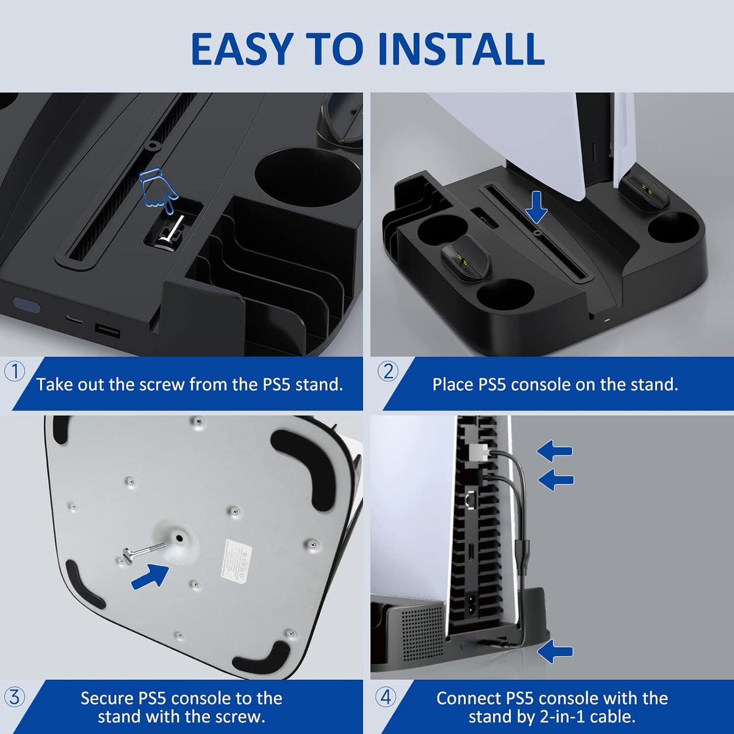 PS5 Ständer / PS5 Controller Ladestation, PS5 Zubehör für Playstation 5 Weiß