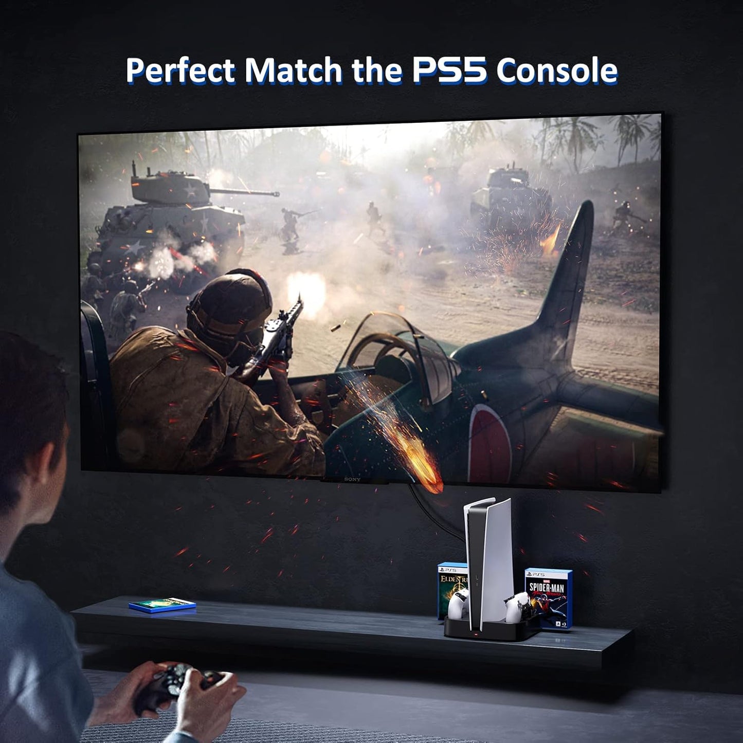 PS5 Ständer / PS5 Controller Ladestation, PS5 Zubehör für Playstation 5 Weiß