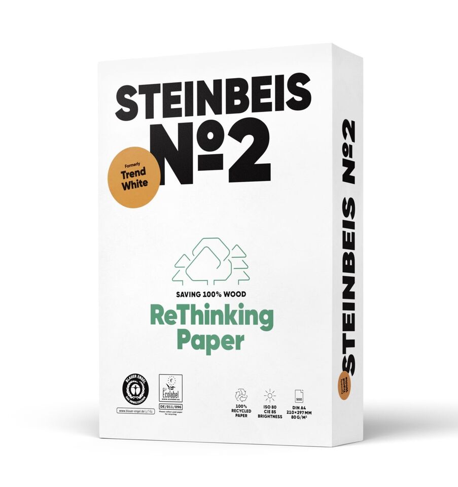 2500 X Steinbeis Recyclingpapier No.2 Trend White A4 80 g/qm 2500 Blatt