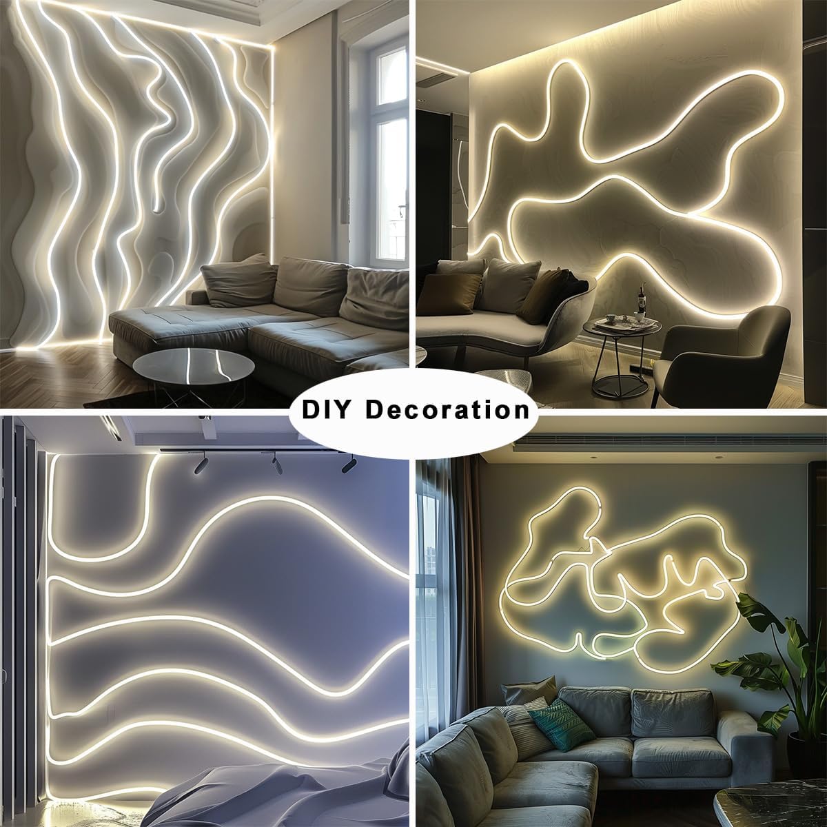 LED Streifen 5M 4000K Wasserdicht 24V Flexibel Neon LED Strip Schmal 6×6mm