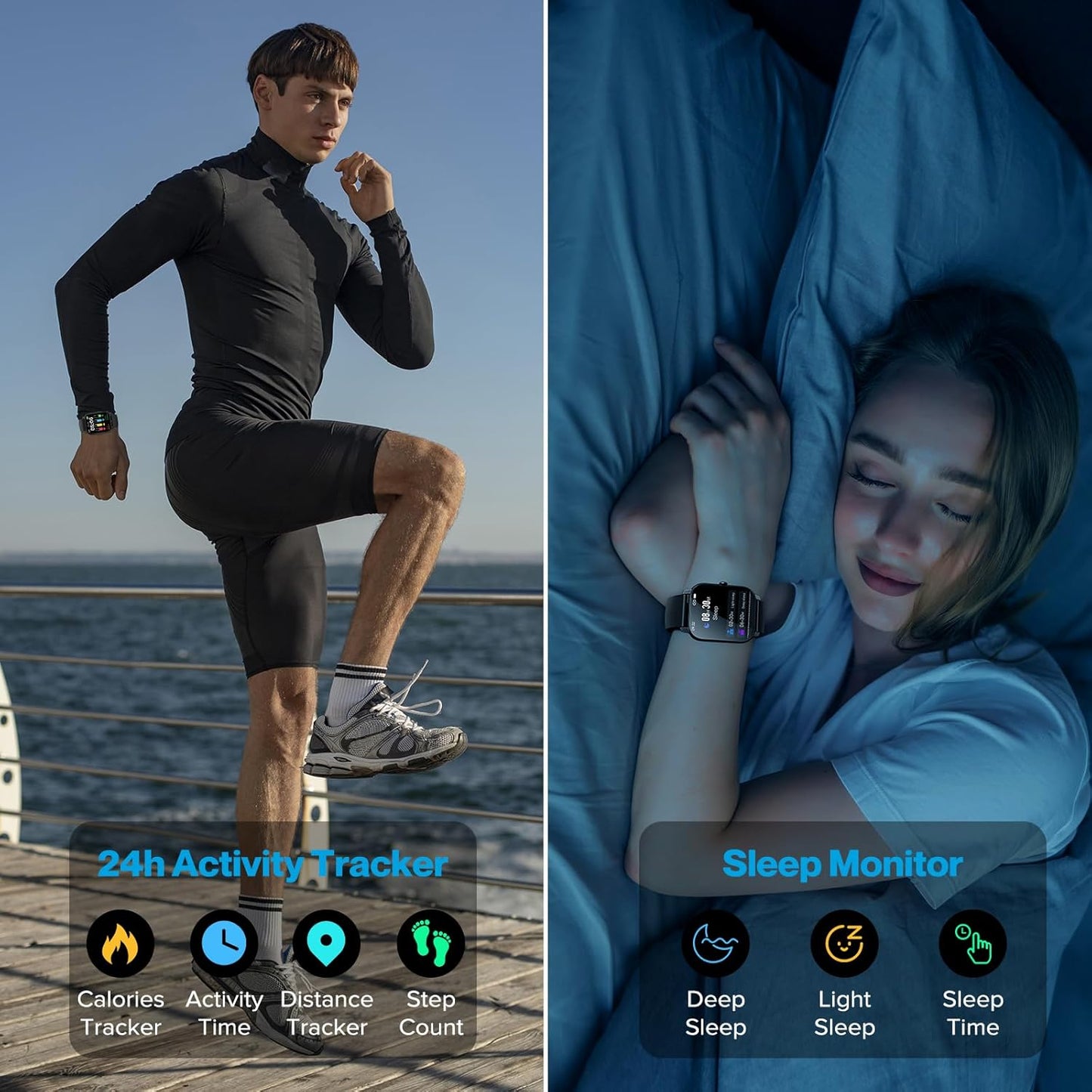 Montre intelligente Sudugo avec fonction téléphonique, écran tactile de 1,85 pouces, 112 modes sportifs, étanchéité IP68, avec moniteur de fréquence cardiaque Schrittzähler pour iOS/Android