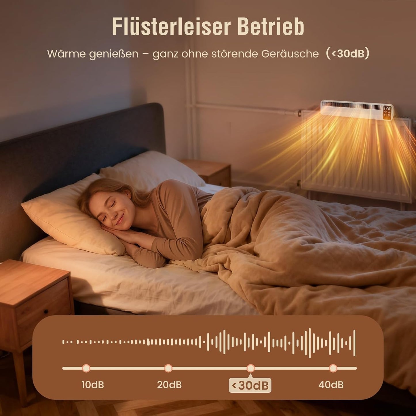 SURAIELEC Heizkörper Ventilator, 3 Lüfter mit Auto-Modus, 5200mAh Akku,Weiß