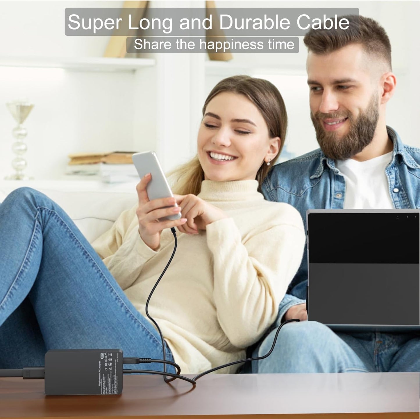 Surface Ladekabel 65W, 15V 4A Microsoft Surface Ladegerät Netzteil für Surface Pro 9/8/7+/7/6/ 5/4/3/X, Surface Laptop 4/3/2, Surface Go 3/2, Surface Book 3/2/1 Model 1706 1796 1800, mit USB-Port