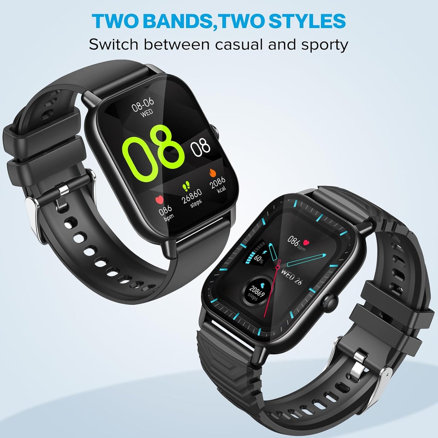 Montre intelligente Sudugo avec fonction téléphonique, écran tactile de 1,85 pouces, 112 modes sportifs, étanchéité IP68, avec moniteur de fréquence cardiaque Schrittzähler pour iOS/Android