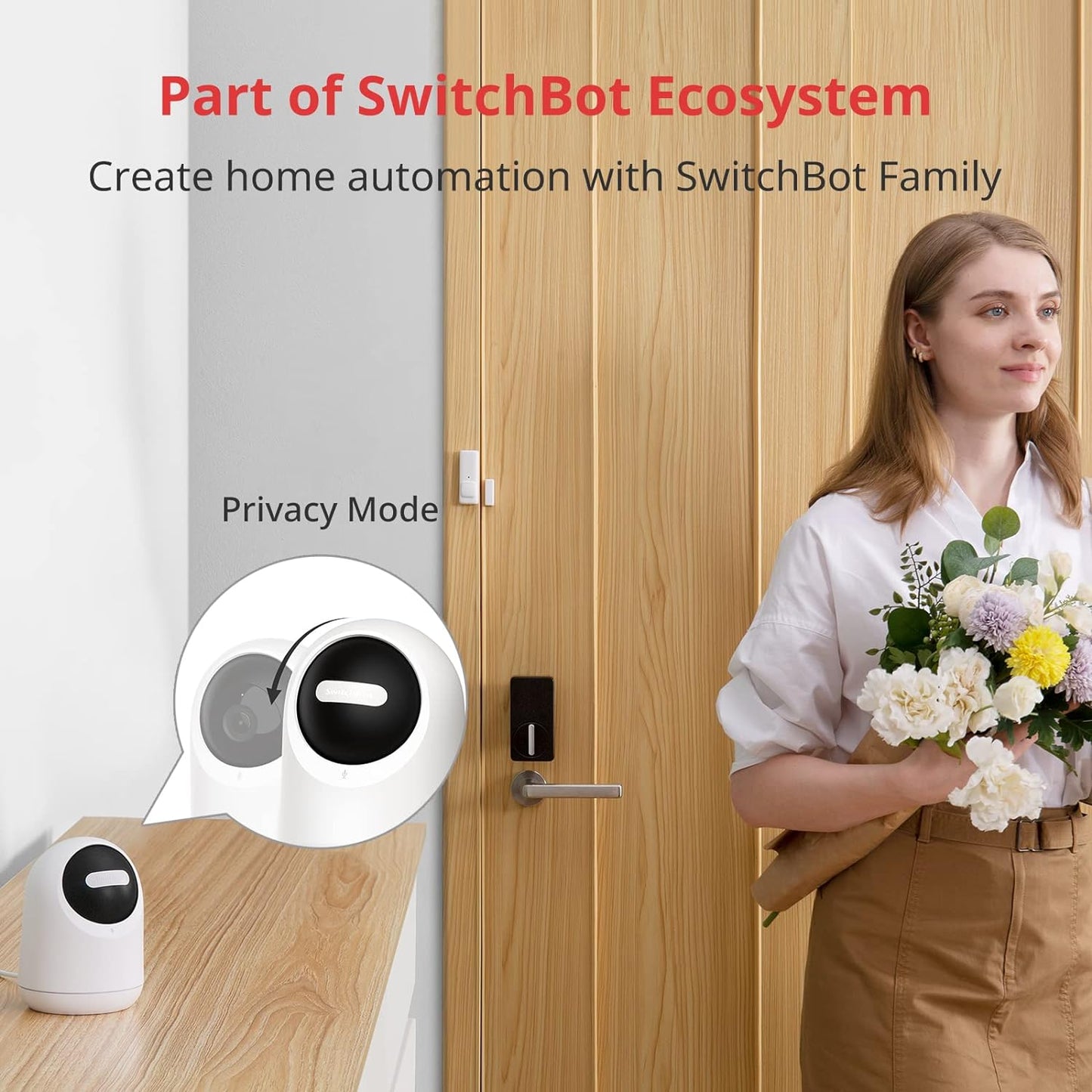 SwitchBot Babyphone Innen-Übersichtskamera, 360 Grad 1080P Schwenk-Neige-Smart-WLAN (2,4 G), Bewegungserkennung, Nachtsicht, Zwei-Wege-Audio, Funktionen mit Alexa und Google Assistant